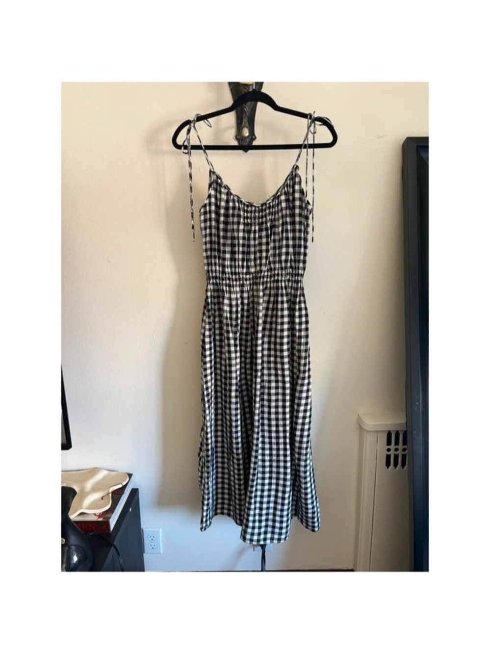 Doen leslie tie detailed smocked gingham voile dress